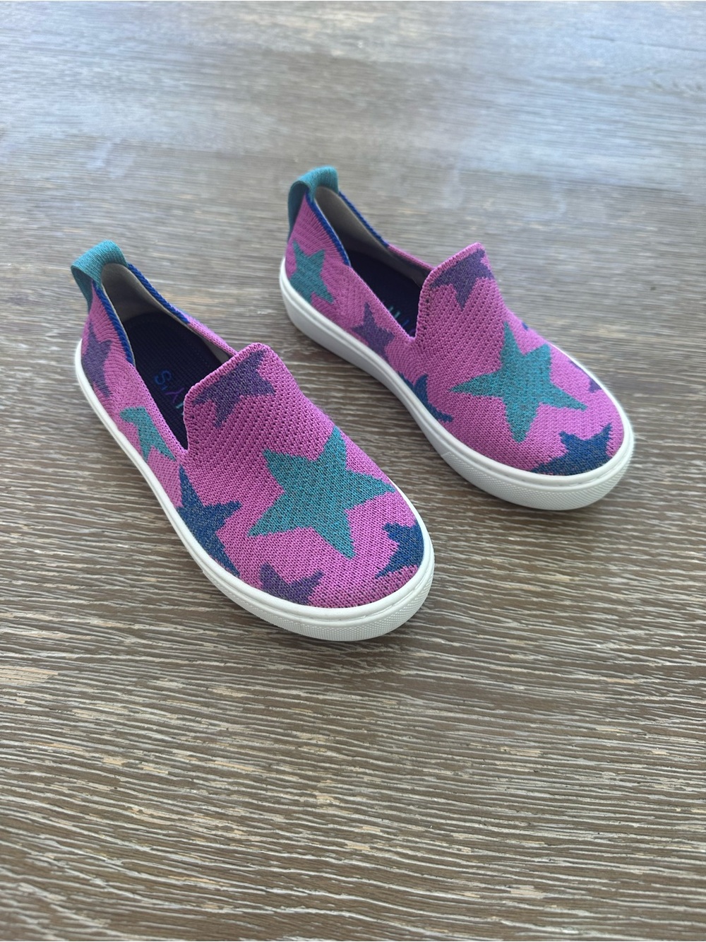 Rothy’s Kids Slip-On Star Knit Shoes - Pink & Teal - Toddler Size 10